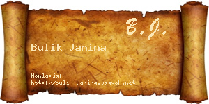 Bulik Janina névjegykártya